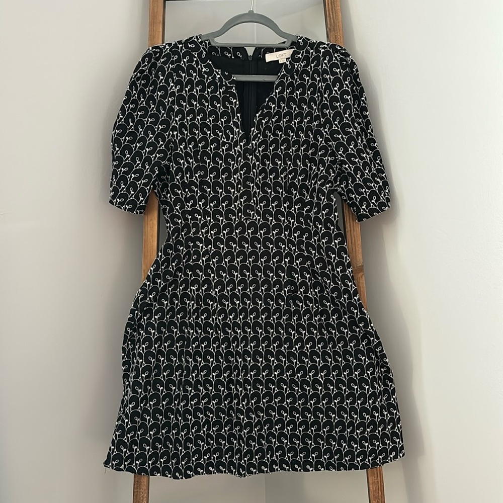 Black and white embroidered dress